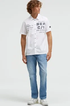 Kurzarmhemd mit Label Prints opticwhite