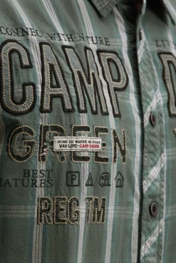 Kurzarm Karohemd mit Logo-Applikationen dusty green