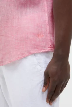 Kurzarm Leinenhemd mit Two-Tone-Struktur summer pink