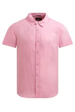 Kurzarm Leinenhemd mit Two-Tone-Struktur summer pink