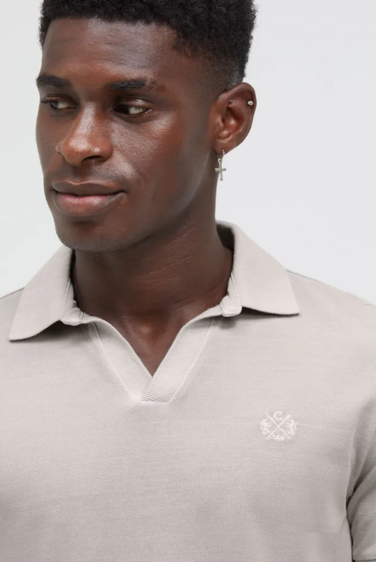 Kurzarmpolo aus Pikee mit Logostick french grey