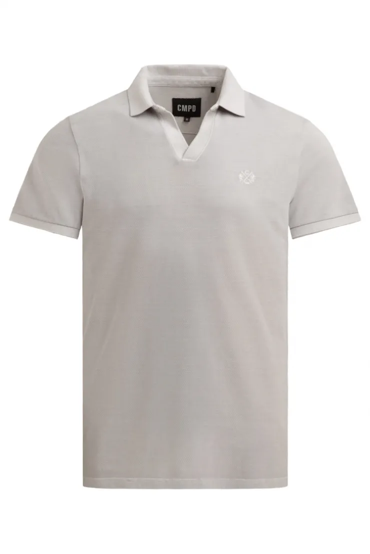 Kurzarmpolo aus Pikee mit Logostick french grey