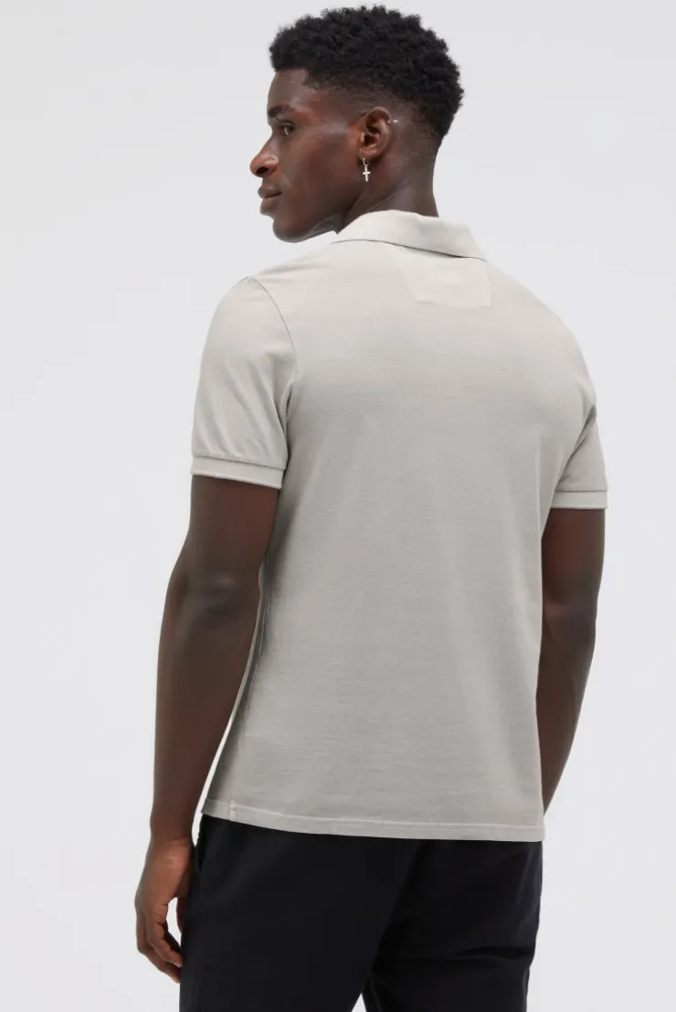 Kurzarmpolo aus Pikee mit Logostick french grey