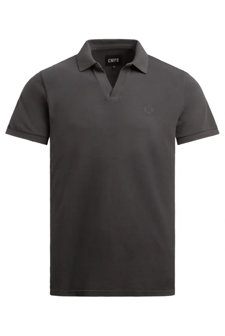Kurzarmpolo aus Pikee mit Logostick pure anthra