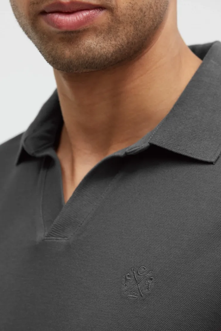 Kurzarmpolo aus Pikee mit Logostick pure anthra