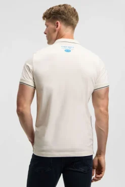Kurzarmpolo mit Logo- und Photoprint ecru | S