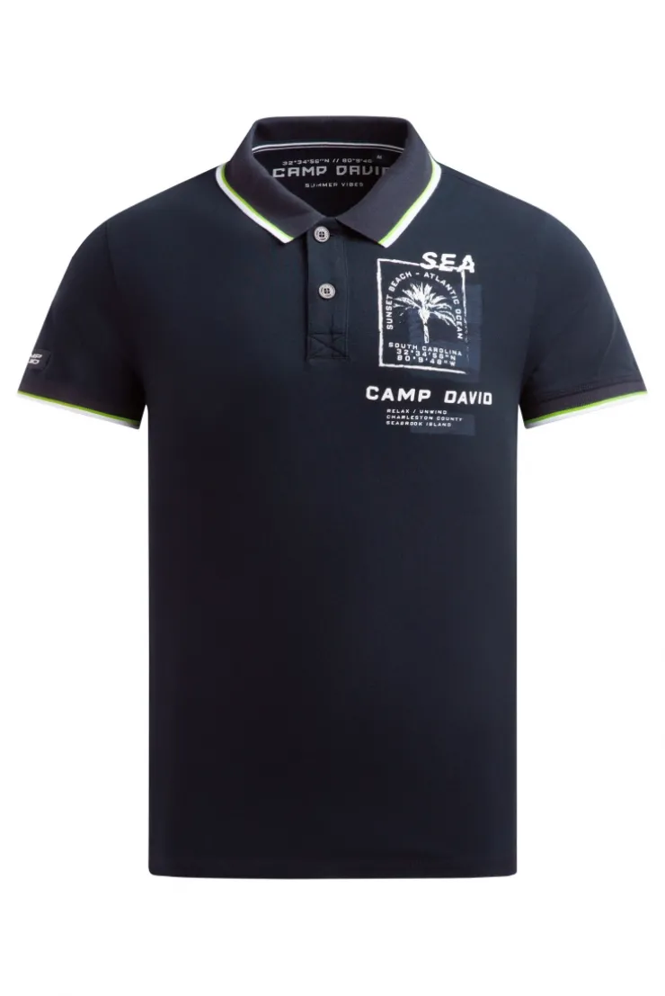 Kurzarmpolo mit Rücken-Print blue navy