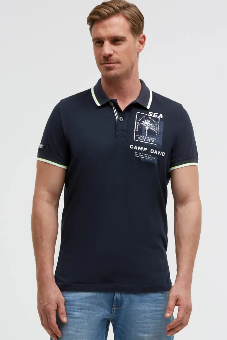 Kurzarmpolo mit Rücken-Print blue navy