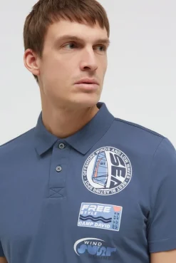 Kurzarmpolo mit Rücken - Print harbour blue