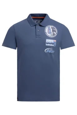 Kurzarmpolo mit Rücken - Print harbour blue