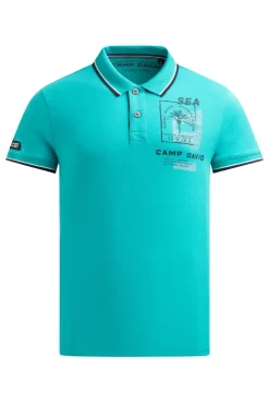 Kurzarmpolo mit Rücken-Print island green
