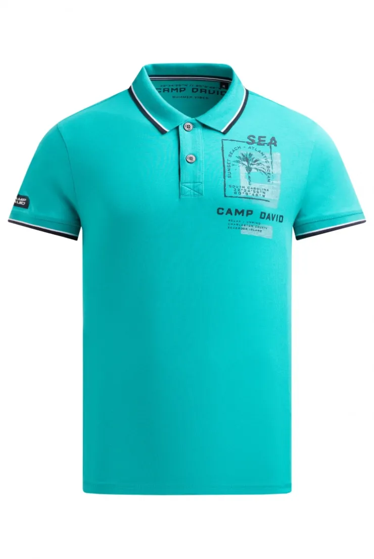 Kurzarmpolo mit Rücken-Print island green