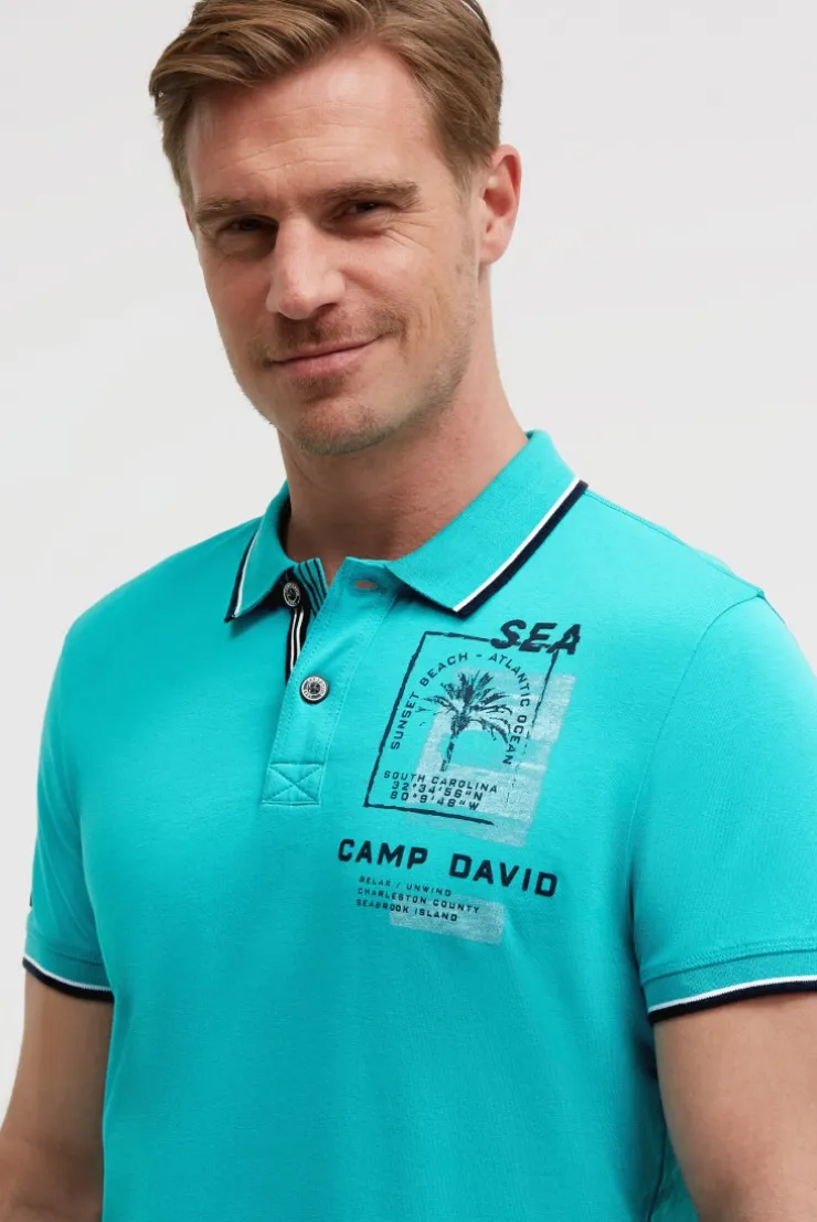 Kurzarmpolo mit Rücken-Print island green