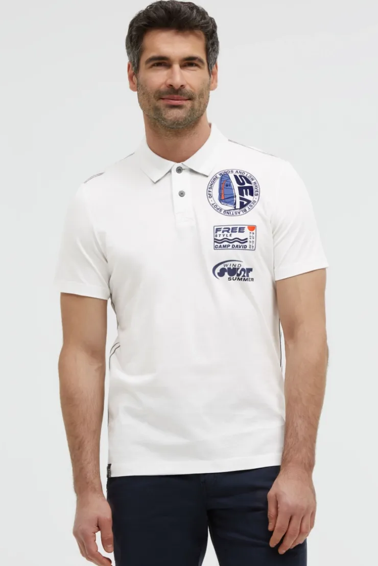 Kurzarmpolo mit Rücken-Print ivory