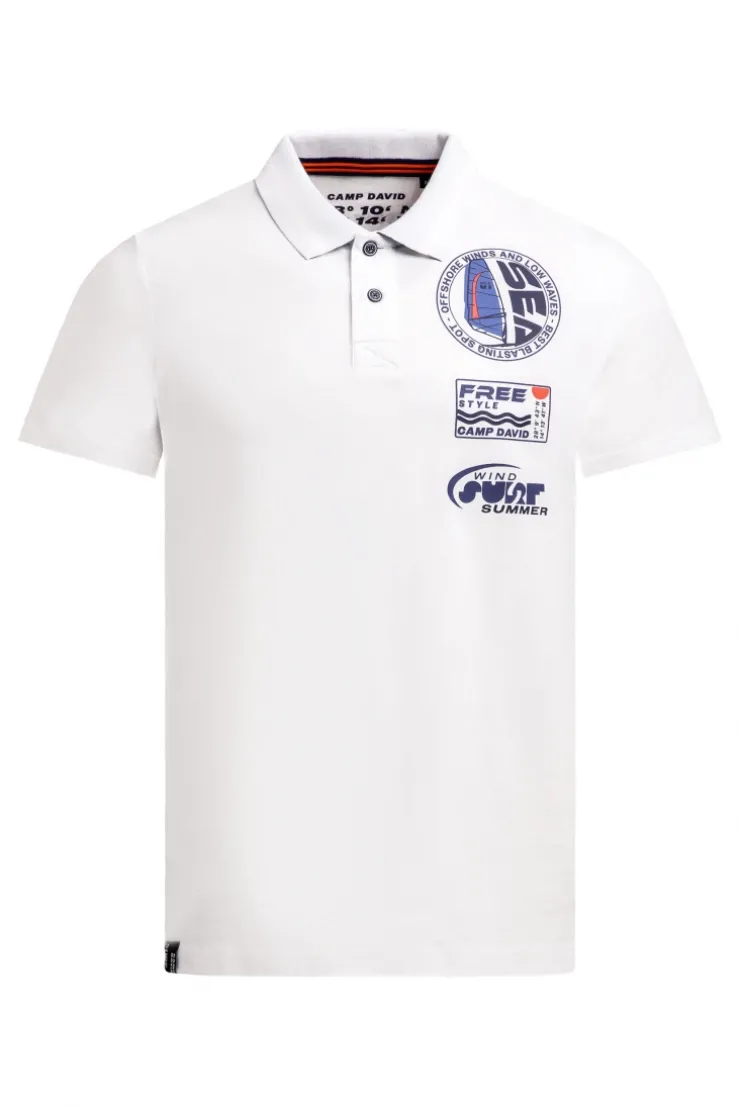 Kurzarmpolo mit Rücken-Print ivory