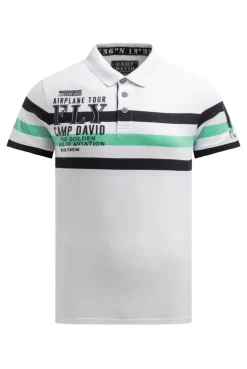 Kurzarmpolo mit Streifen-Design und Artworks opticwhite | S