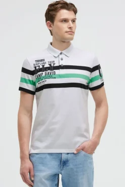 Kurzarmpolo mit Streifen-Design und Artworks opticwhite | S