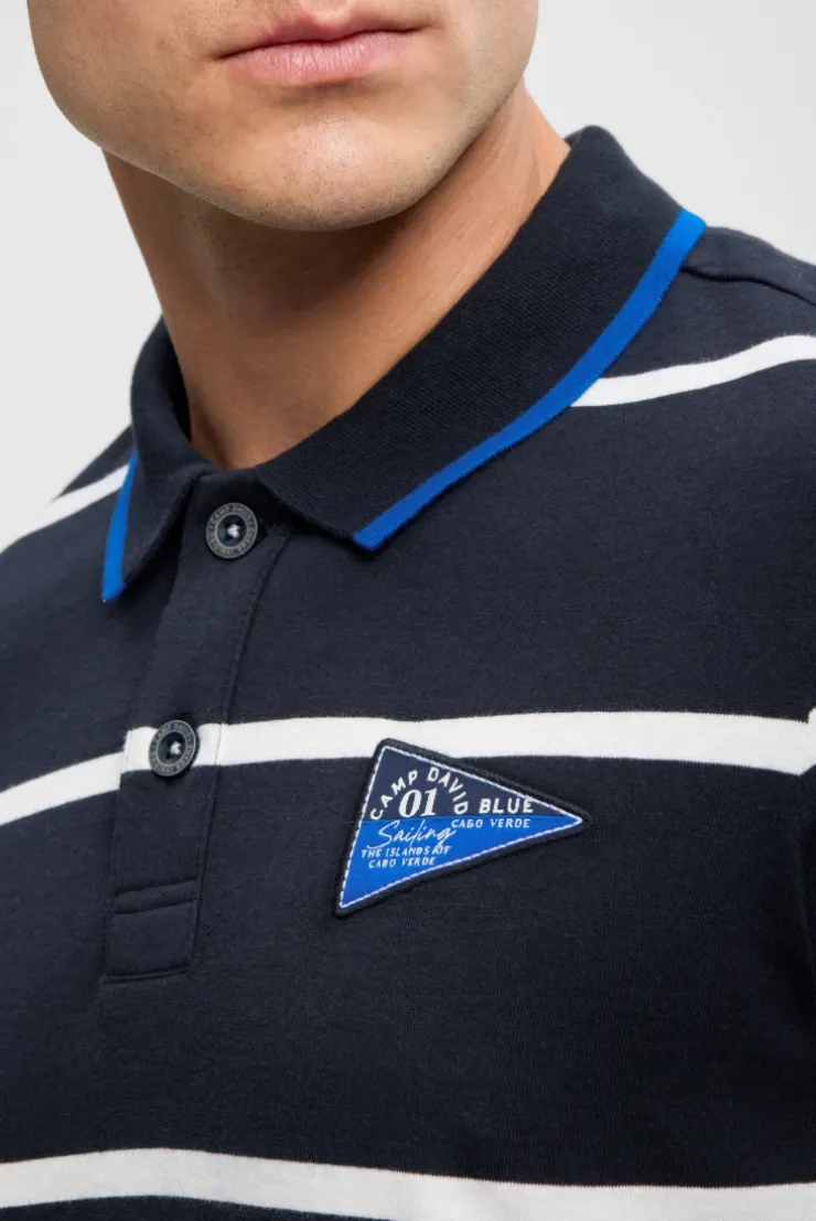 Kurzarmpolo mit Streifen-Design blue navy