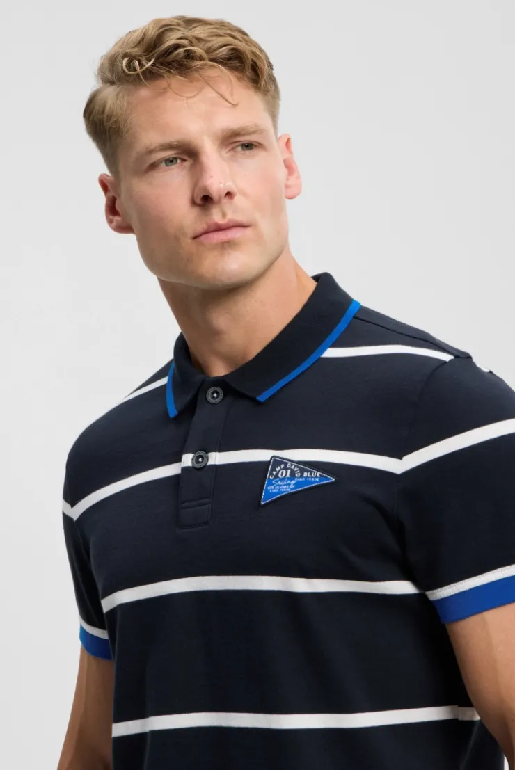 Kurzarmpolo mit Streifen-Design blue navy