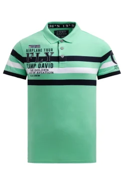 Kurzarmpolo mit Streifen-Design und Artworks flight green