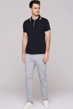 Kurzarmpolo mit Streifen-Details blue navy