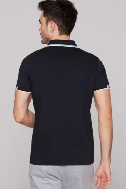 Kurzarmpolo mit Streifen-Details blue navy