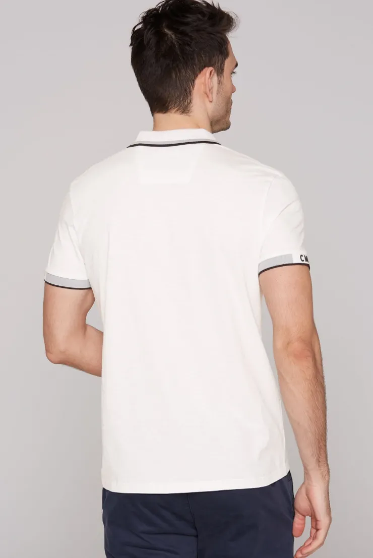 Kurzarmpolo mit Streifen-Details ivory