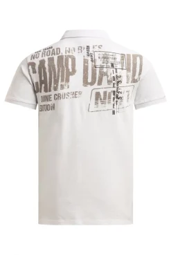 Kurzarmpolo mit V-Neck und Back-Print ivory