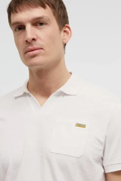 Kurzarmpolo mit V-Neck und Back-Print ivory