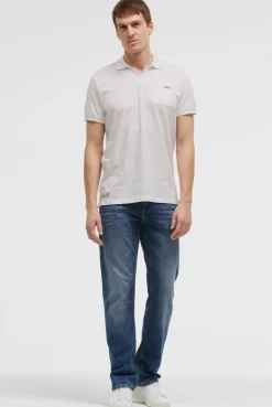 Kurzarmpolo mit V-Neck und Back-Print ivory