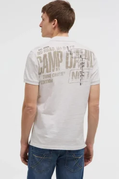 Kurzarmpolo mit V-Neck und Back-Print ivory