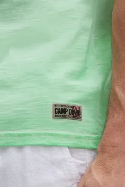 Kurzarmpolo Oil Dyed mit Logo Print neon green