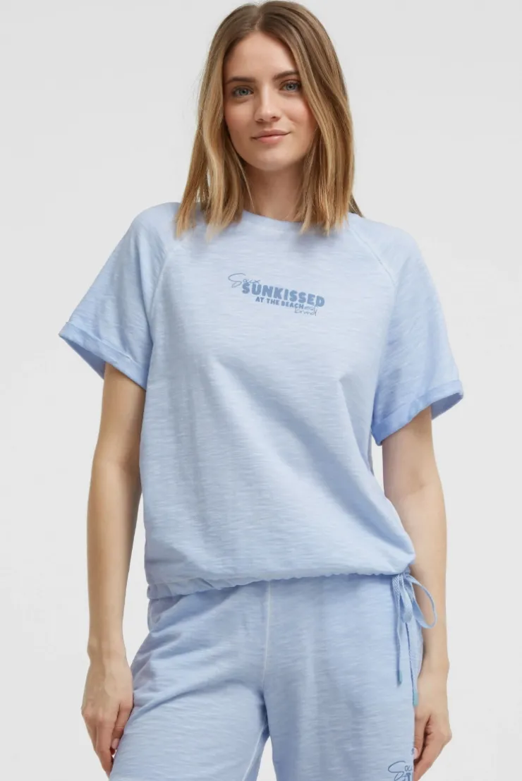Kurzarm-Sweatshirt mit Back - Artwork soft ocean