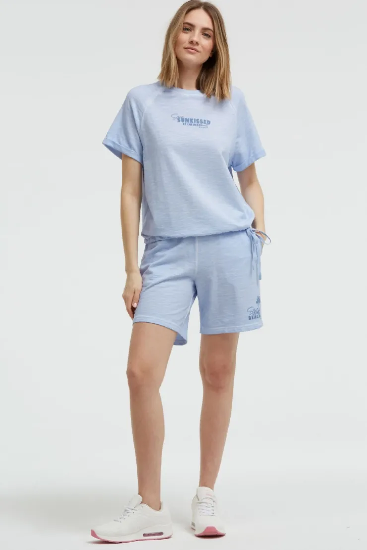 Kurzarm-Sweatshirt mit Back - Artwork soft ocean