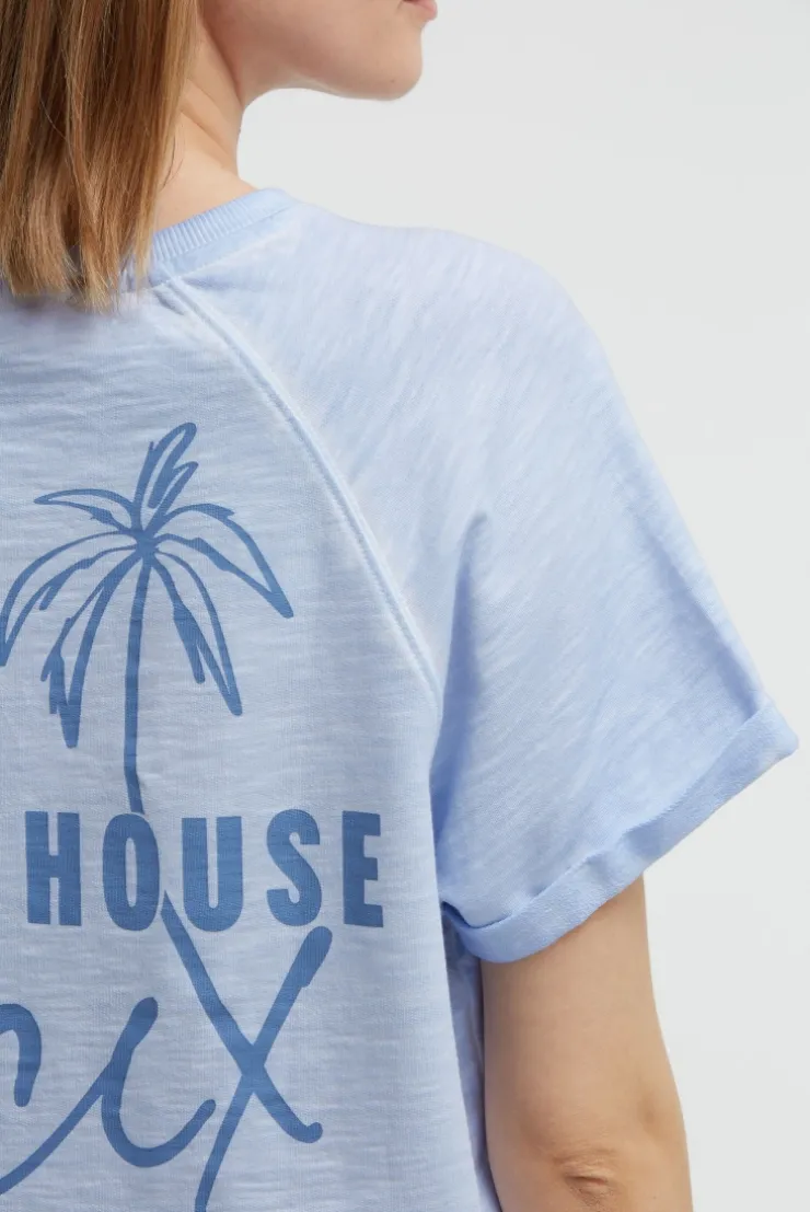 Kurzarm-Sweatshirt mit Back - Artwork soft ocean