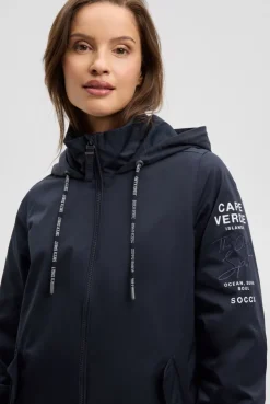 Kurzjacke mit Kapuze und Artworks blue navy