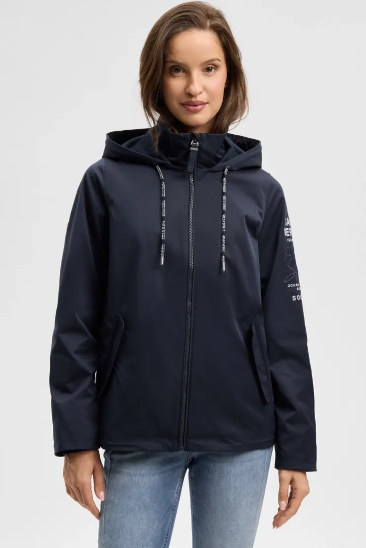 Kurzjacke mit Kapuze und Artworks blue navy