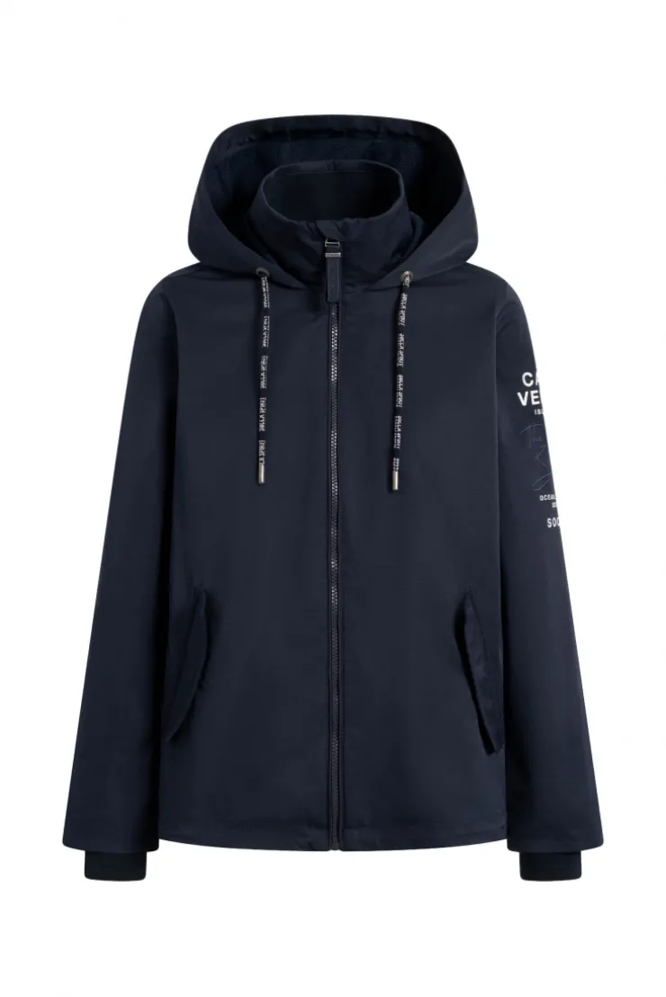 Kurzjacke mit Kapuze und Artworks blue navy