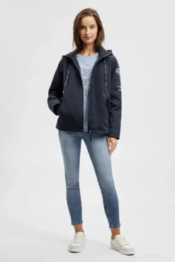 Kurzjacke mit Kapuze und Artworks blue navy
