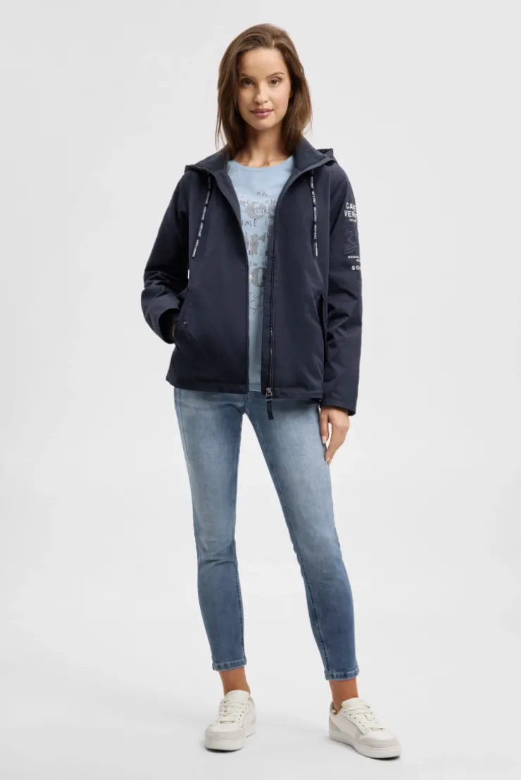 Kurzjacke mit Kapuze und Artworks blue navy