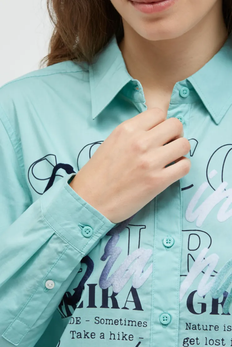Langarmbluse mit Gradient Flockprint misty mint