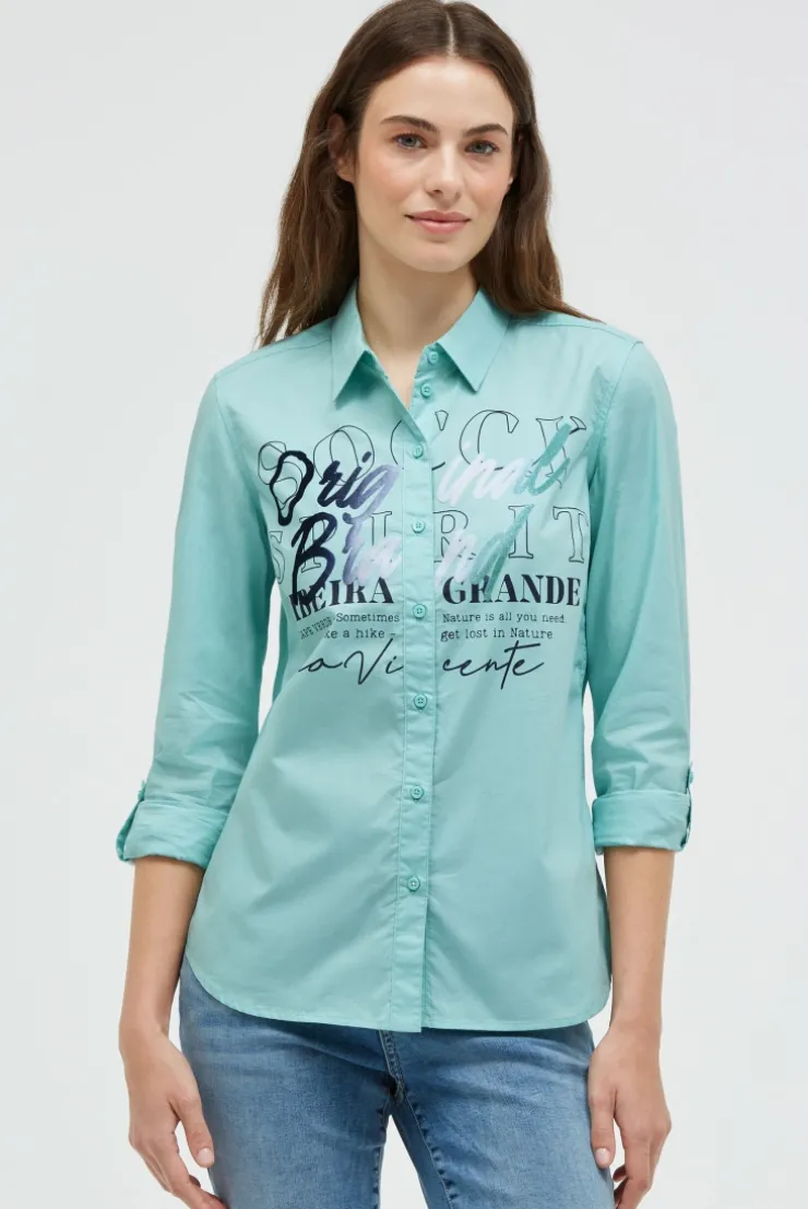 Langarmbluse mit Gradient Flockprint misty mint