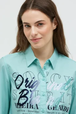 Langarmbluse mit Gradient Flockprint misty mint