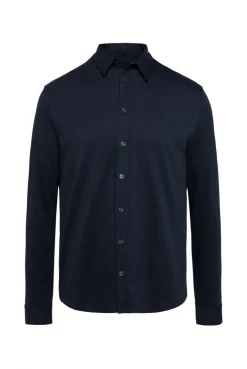 Langarmhemd aus Baumwoll-Jersey Slim Fit true navy