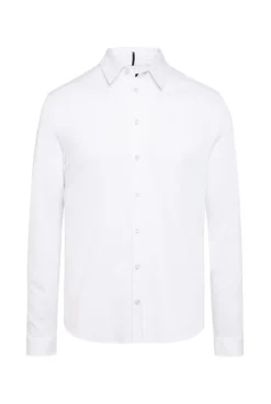 Langarmhemd aus Baumwoll-Jersey Slim Fit opticwhite