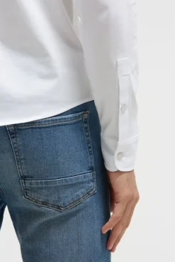 Langarmhemd aus Baumwoll-Jersey Slim Fit opticwhite