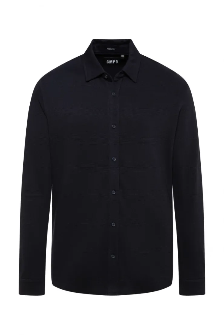Langarmhemd aus strukturiertem Jersey blue navy