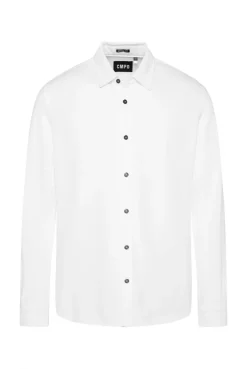 Langarmhemd aus strukturiertem Jersey opticwhite | S