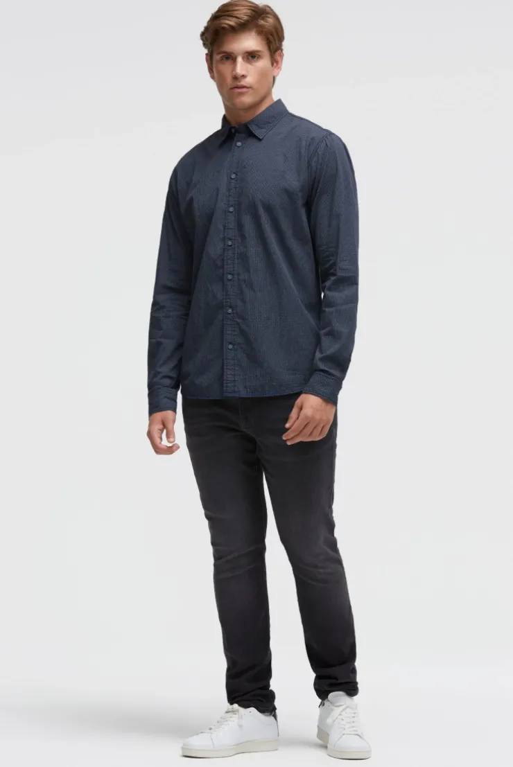 Langarmhemd mit All Over Print und Streifen blue navy