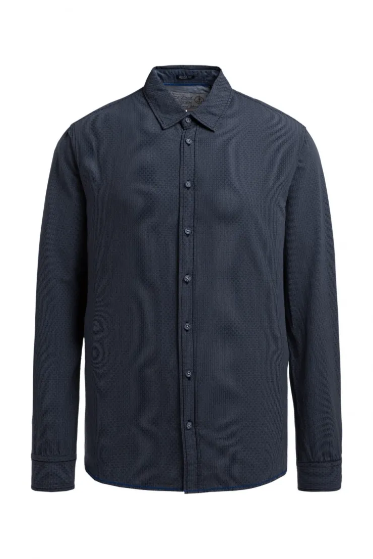 Langarmhemd mit All Over Print und Streifen blue navy